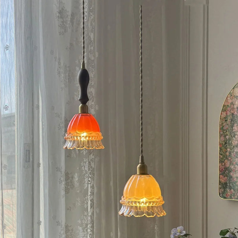 Helnys Nordic Walnut Wood LED Pendant Lamp - Modern Living Room Hanging Light