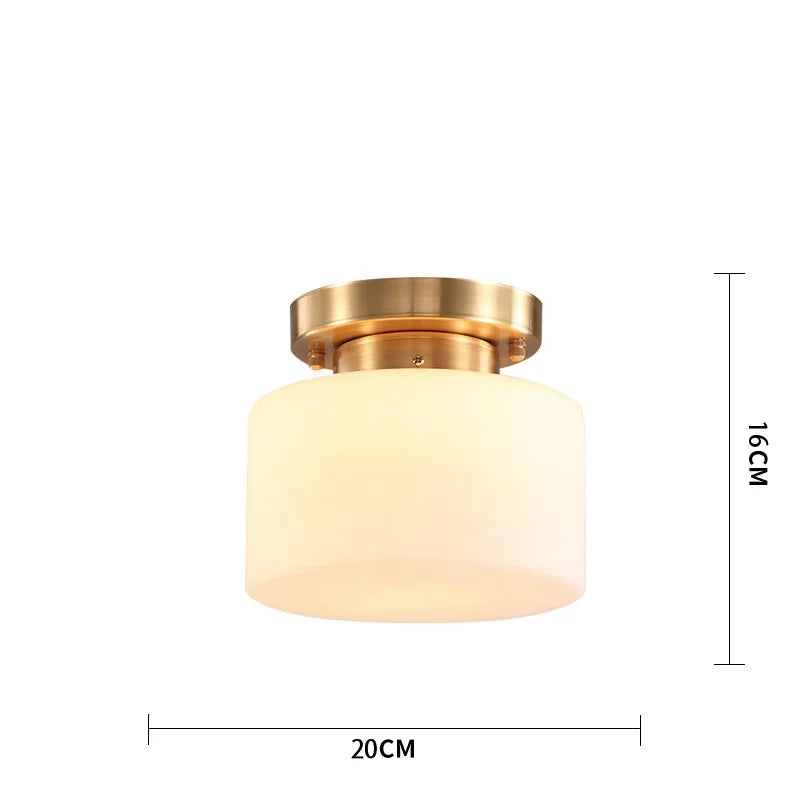 Helnys American Copper Vintage Ceiling Lights Glass LED Lamps