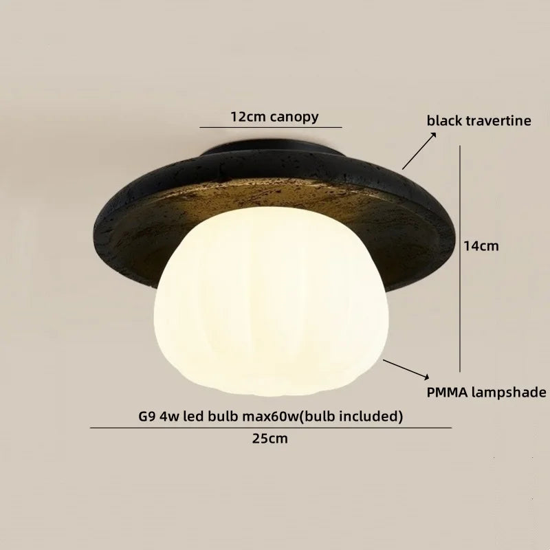 Helnys Yellow Stone Wood LED Ceiling Lamp Modern Nordic Living Room Fixtures