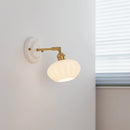 Helnys White Glass LED Wall Lights with Copper Arm Socket for Bedroom & Living Room