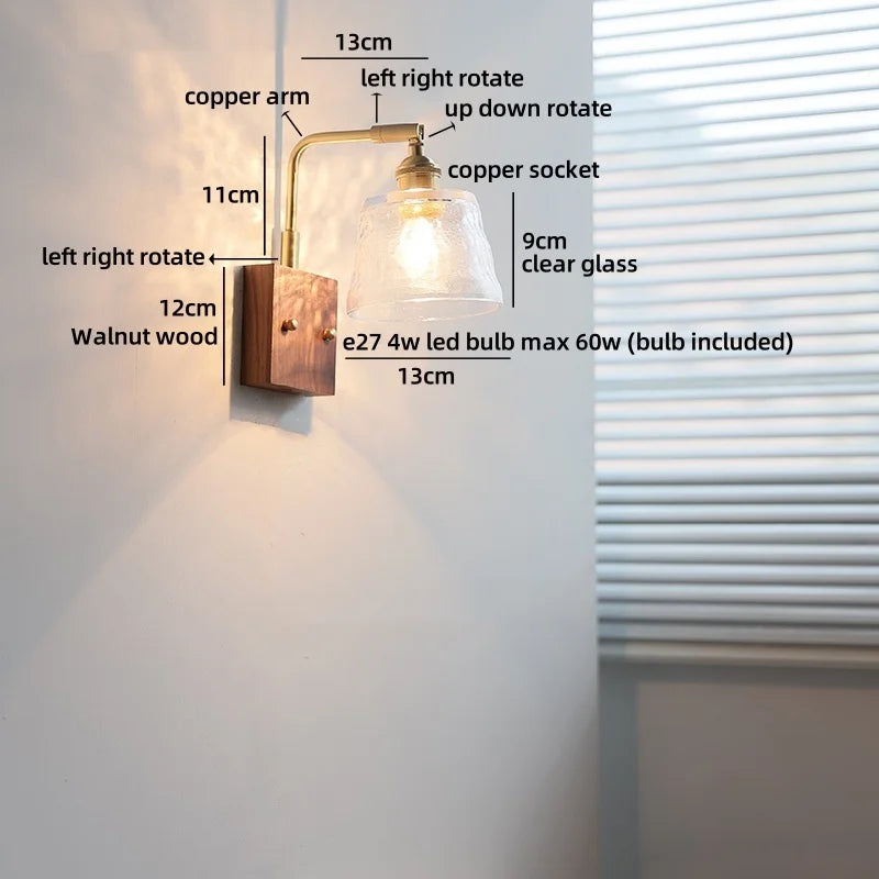 Helnys Clear Glass LED Wall Light Fixture for Modern Nordic Design