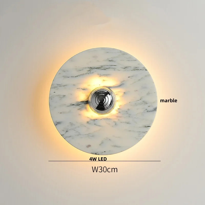 Helnys Marble LED Wall Sconce Round Modern Indoor Decor Light