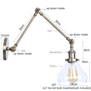 Helnys Vintage Clear Glass LED Wall Lamp with Pull Chain Switch