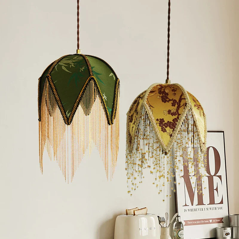 Helnys Green Yellow LED Pendant Light Fixture, Stylish Coffee Table Decoration
