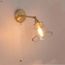 Helnys Modern Clear Glass Wall Lights with Pull Chain Switch