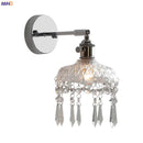 Helnys Modern Crystal LED Wall Sconce Silver Iron Bedroom Living Room Lamp
