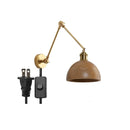 Helnys Copper Swing Arm Wood LED Wall Lamp with Pull Chain Switch