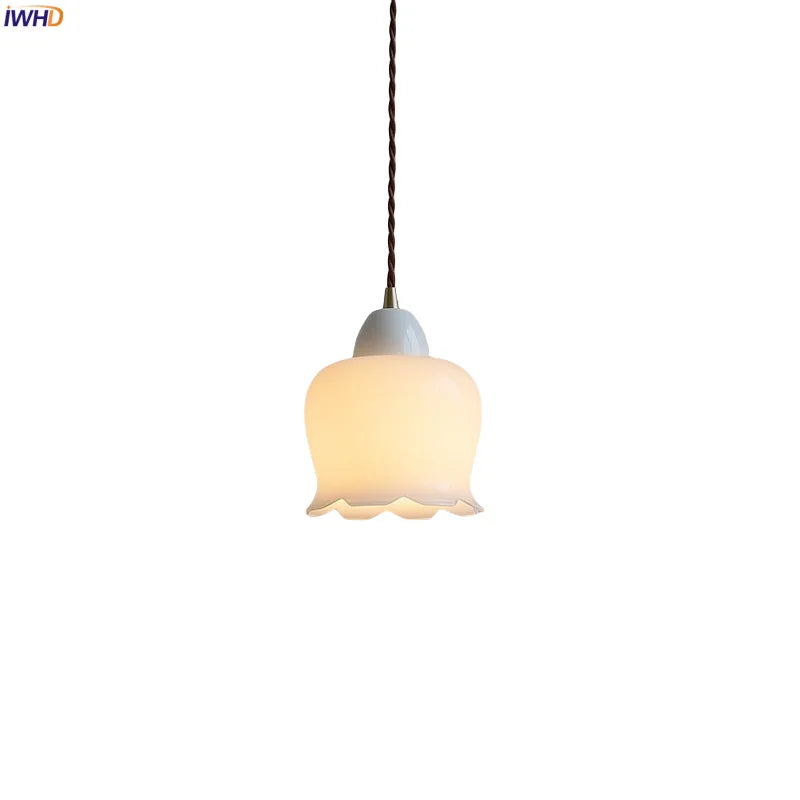 Helnys Ceramic Glass LED Pendant Lights for Bar Bedroom Living Dining Room