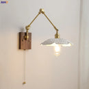 Helnys Nordic Ceramic Wall Lamp with Pull Chain Switch, LED Living Room Bedroom Light