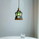 Helnys Tiffany Style Glass LED Pendant Lamp with Copper Socket & Colorful Design