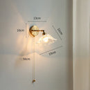 Helnys Glass Wall Light with Pull Chain Switch and LED Plug-in for Bedroom Lighting