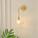Helnys Flower Glass LED Wall Lamp Sconce Pull Chain Switch Nordic Modern Glass Mirror Light