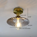 Helnys Green Glass Copper LED Ceiling Lights for Home Lighting in Bedroom Corridor Balcony