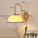Helnys Glass LED Wall Sconce with Pull Chain Switch, Copper Nordic Bathroom Light