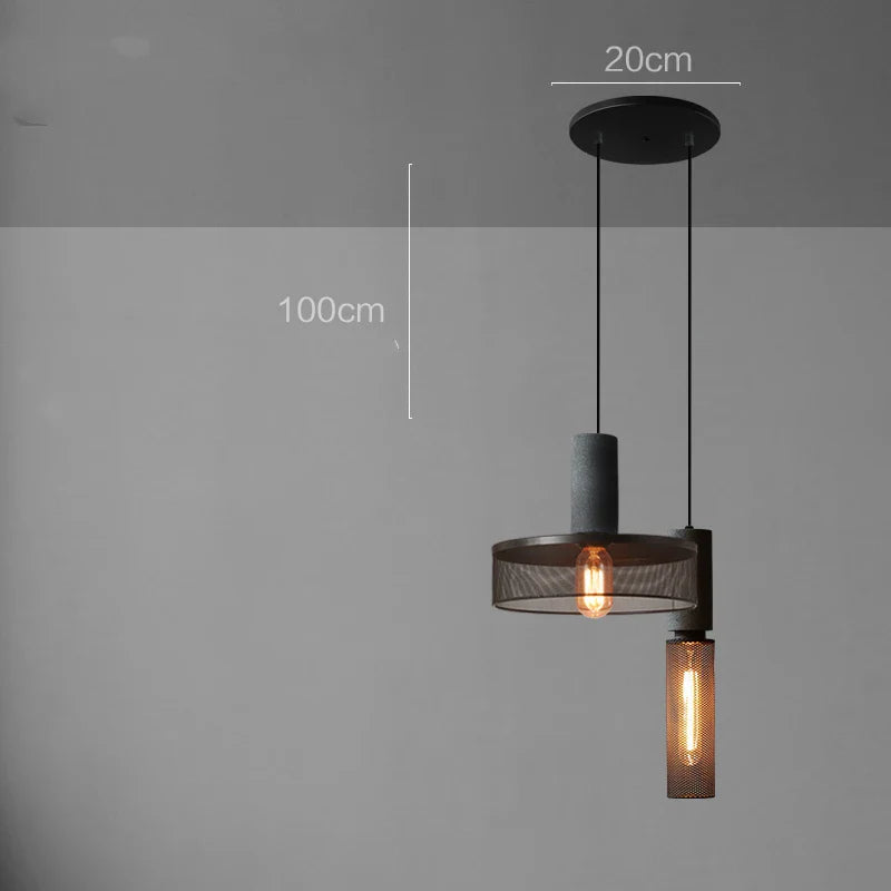 Helnys Industrial Pendant Light Cement Metal Lampshade Nordic Hanging Lamp LED