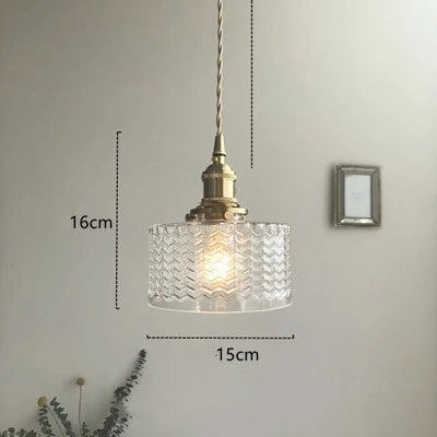 Helnys Nordic Green Glass LED Pendant Light - Modern Indoor Copper Switch Lamp