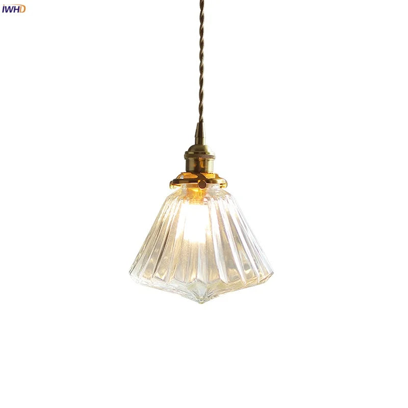 Helnys Modern Glass Pendant Lamp with Adjustable Copper Socket for Home Decor