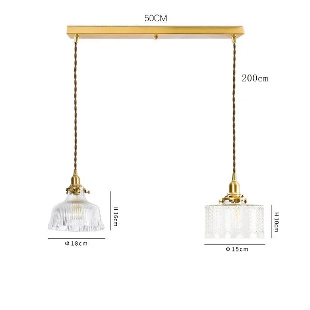 Helnys Clear Glass LED Pendant Light - Copper Nordic Modern Hanging Lamp