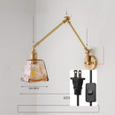 Helnys Ceramic Copper LED Wall Lamp, Adjustable Swing Arm Wall Light