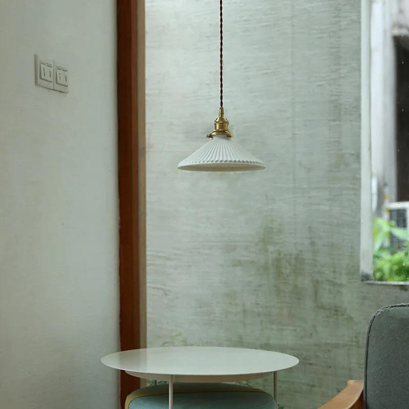 Helnys White Ceramic LED Pendant Light - Minimalist Loft Coffee Shop Illumination