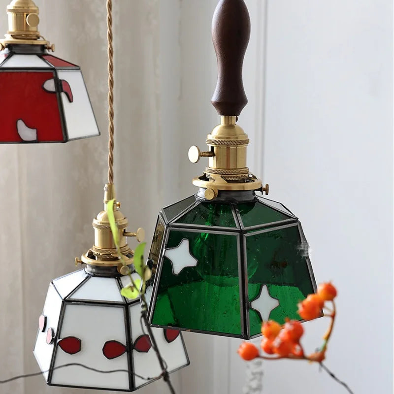 Helnys Wood LED Pendant Lights Glass Vintage Loft Kitchen Fixtures