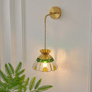 Helnys Glass LED Wall Light Fixture with Adjustable Wire, Pull Chain Switch, Vintage Design