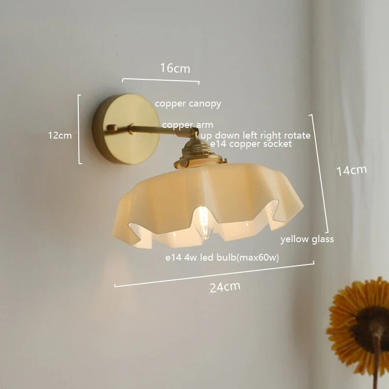 Helnys Milky Glass Copper LED Wall Sconce Nordic Modern Wandlamp