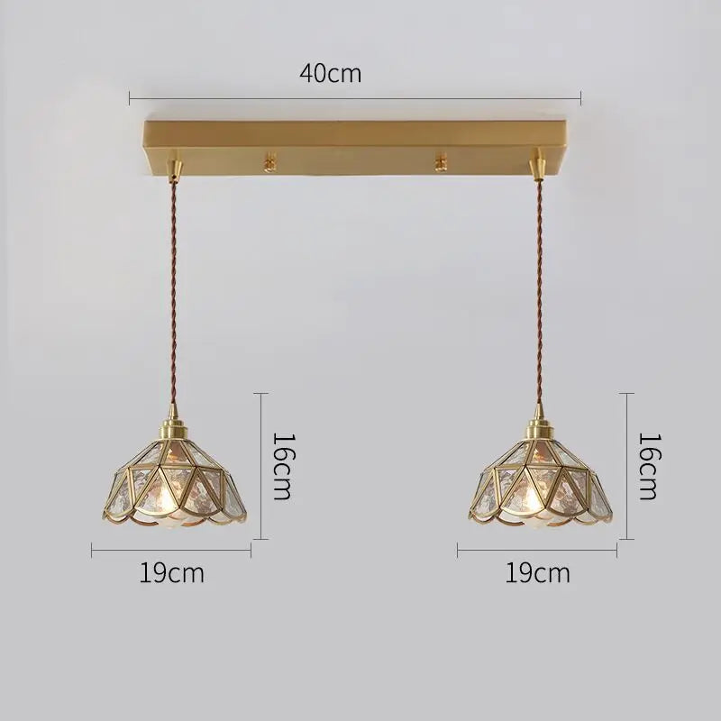 Helnys Glass LED Pendant Lights: Modern Copper Hanging Lamp for Bedroom, Dining, Restaurant