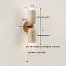 Helnys LED Wall Light Fixture Modern Nordic Design 2 Yellow Travertine Stone Wood Bedside Lamp