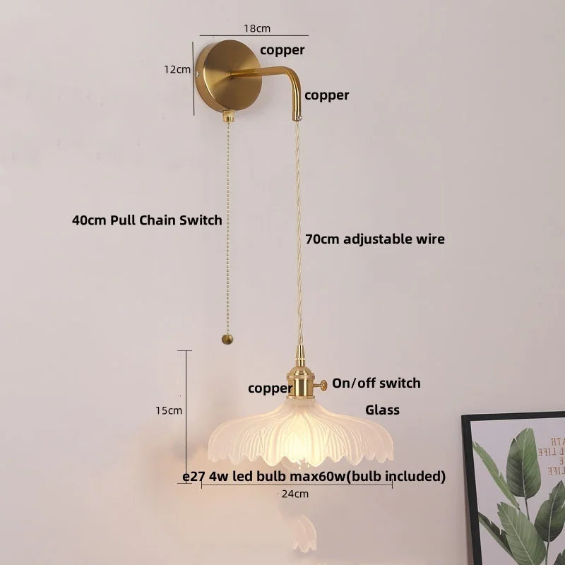 Helnys Adjustable LED Wall Lights Glass Bedside Lamp Modern Stair Light Fixtures