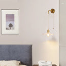 Helnys Copper LED Glass Wall Sconce Pull Chain Switch Adjustable Mirror Light