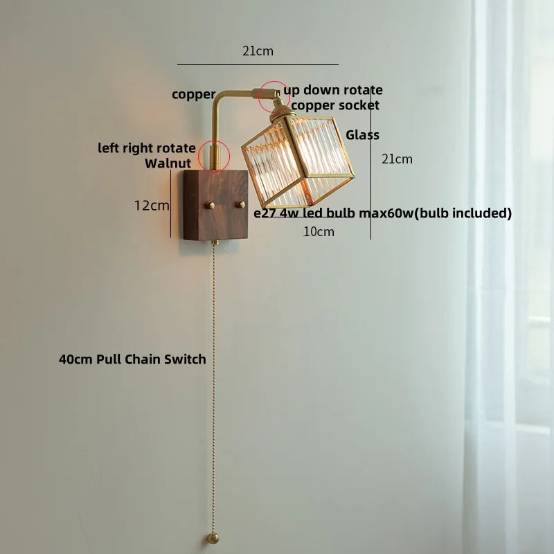 Helnys Rotatable Brass LED Wall Lights Nordic Modern Stair Light