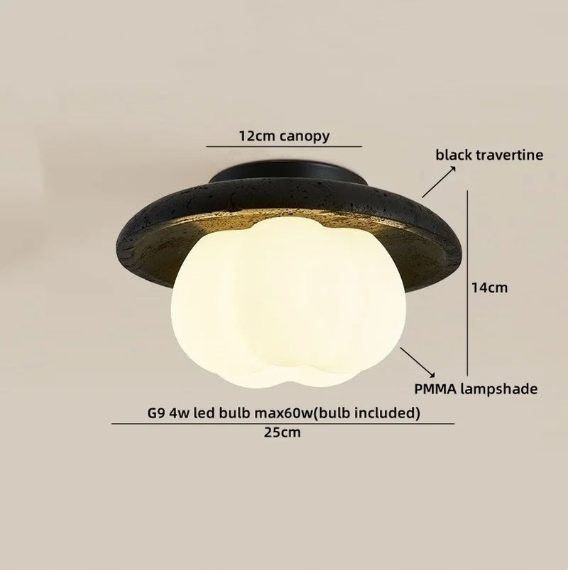 Helnys Yellow Travertine LED Ceiling Light for Home Decor, Indoor Kitchen Lamp