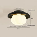 Helnys Round White Glass LED Ceiling Light - Modern Nordic Yellow Stone Lamp