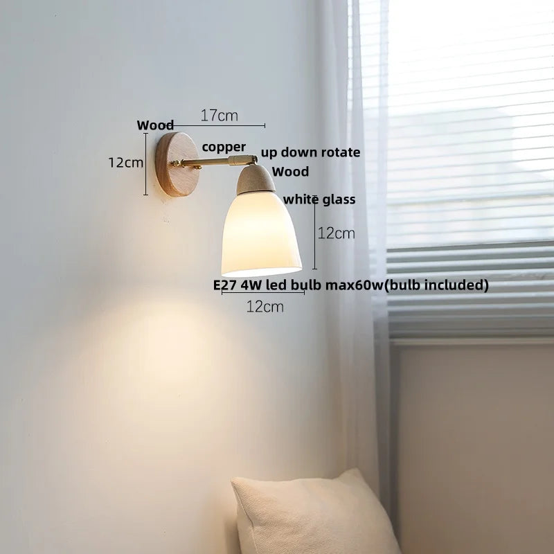 Helnys Ceramic Wood Wall Sconce Up Down Rotate LED Light Fixture