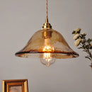 Helnys Amber Glass LED Pendant Light Fixture with Adjustable Wire - Vintage Copper Hanging Lamp