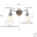 Helnys Retro LED Wall Light Fixtures with Pull Chain Switch, Industrial 2 Heads Sconce