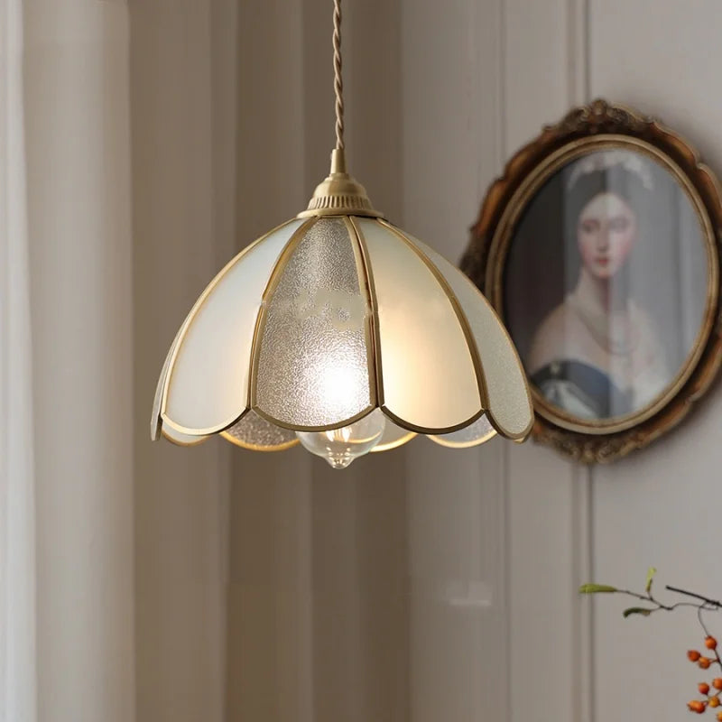 Helnys Antique Glass LED Pendant Lamp Adjustable Kitchen Light Fixture