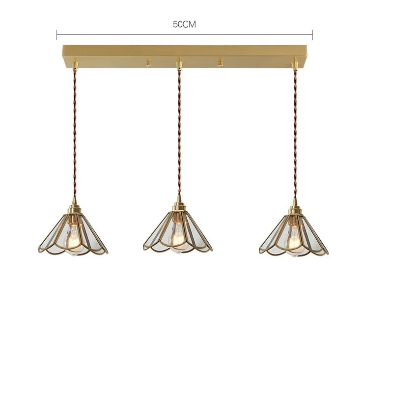 Helnys Glass LED Pendant Lights: Modern Copper Hanging Lamp for Bedroom, Dining, Restaurant