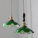 Helnys Modern Green Glass LED Pendant Lamp with Adjustable Wire - Nordic Style
