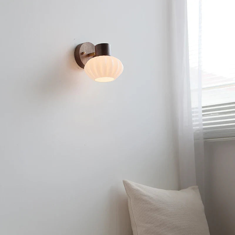 Helnys White Glass LED Wall Light Children's Room Modern Nordic Decor Bedside Lamp