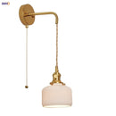 Helnys Copper Ceramic LED Wall Light Fixture with Pull Chain Switch