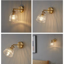 Helnys Clear Glass Up Down Rotate LED Wall Lights with Copper Knob Switch