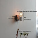 Helnys Ceramic LED Wall Light Mirror Bathroom Decoration Wooden Bedside Lamp