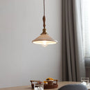 Helnys Ceramic LED Pendant Lamp with Wood Handle and Copper Socket
