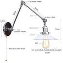 Helnys Vintage Industrial Swing Arm LED Wall Sconce with Pull Chain Switch