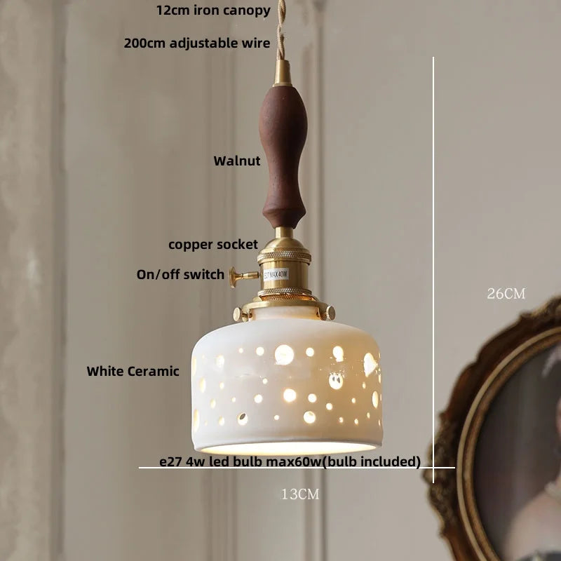 Helnys Ceramic Flower Pendant Light - Nordic Modern LED Hanging Lamp