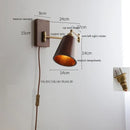 Helnys LED Wall Sconce Lamp Walnut Ash Wood with Pull Chain Switch