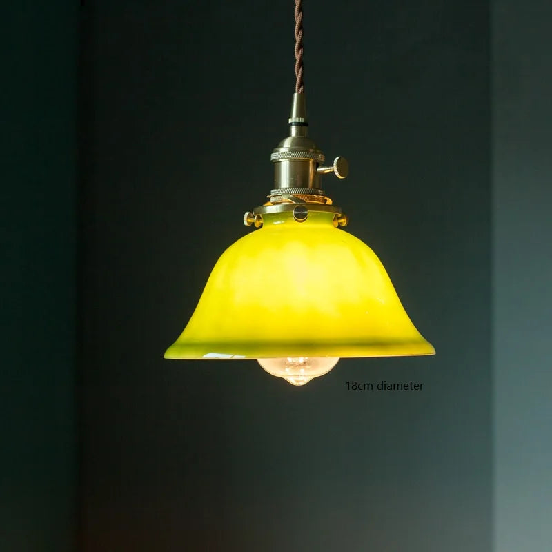 Helnys Vintage Copper Socket Pendant Lamp with Green Glass - 2023 Edition