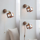Helnys Clear Glass LED Wall Light with Pull Chain Switch and Walnut Wood Frame